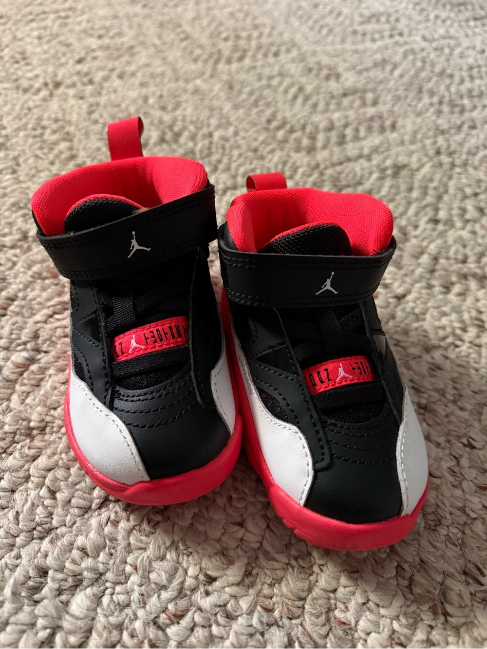 Jordan Kids Black/White/Red High-Top Sneakers